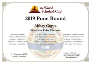 Abhay Gupta certificate - World's Scholar's Cup